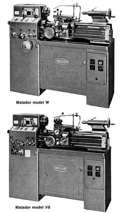 Weiler Matador Model W and VS Precision Toolroom and Universal Metal Lathes Operating Instructions and Parts Manual