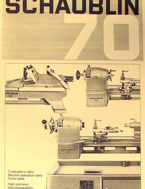 SCHAUBLIN TO 70-80 Precision Toolmaker's Lathe Operating and Parts