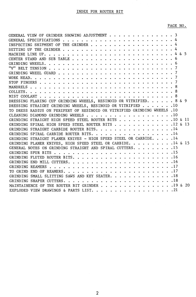 FOLEY Belsaw 374 Router Bit Grinder Instructions /& Parts Manual 1116